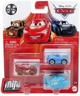 Disney Cars Mini Racers - Dirty Radiator Springs Lightning McQueen / Rotor Supersky / Sally
