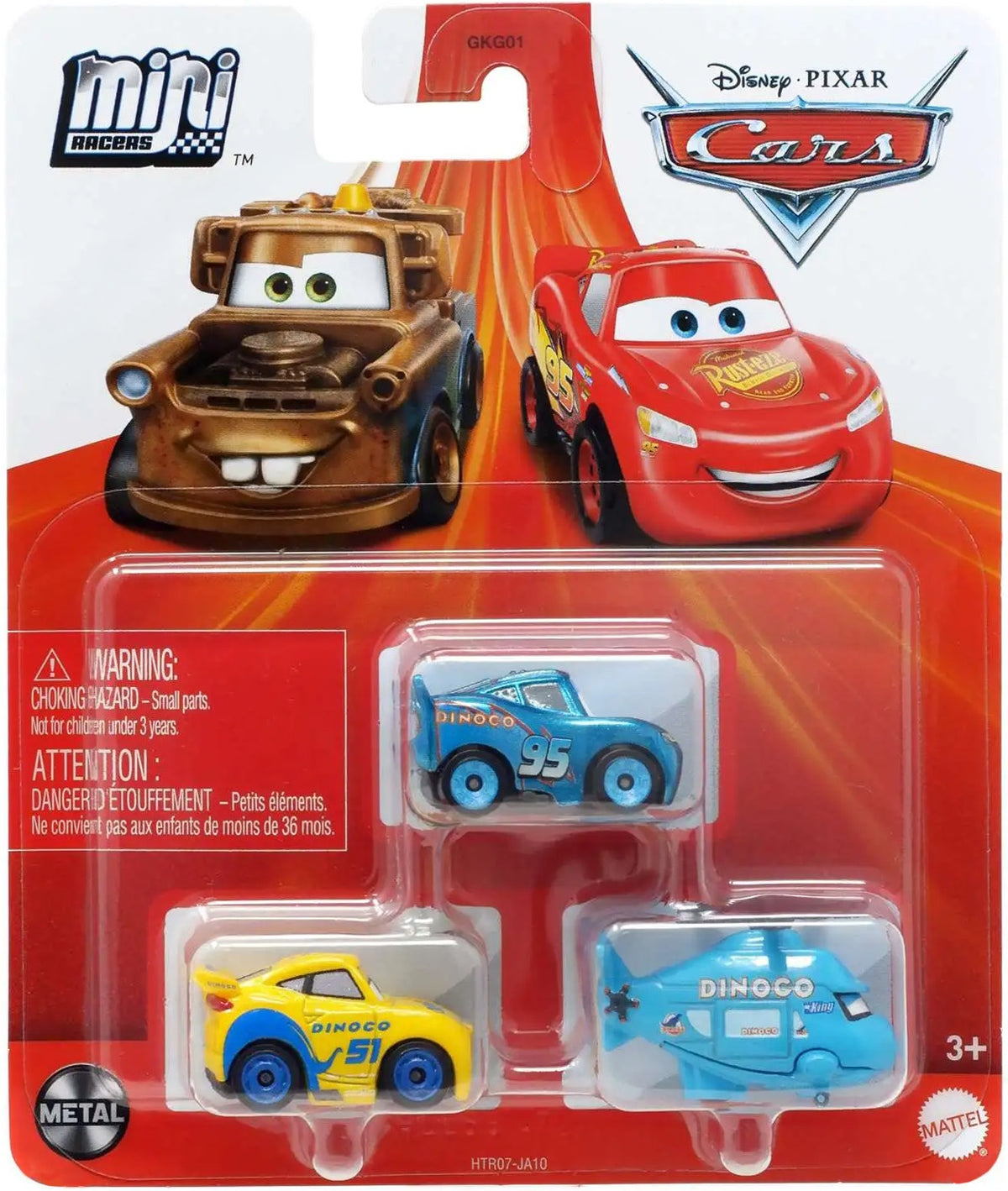 Disney Cars Mini Racers - Dinoco Lightning McQueen / Dinoco Cruz Ramirez / Rotor Turbosky