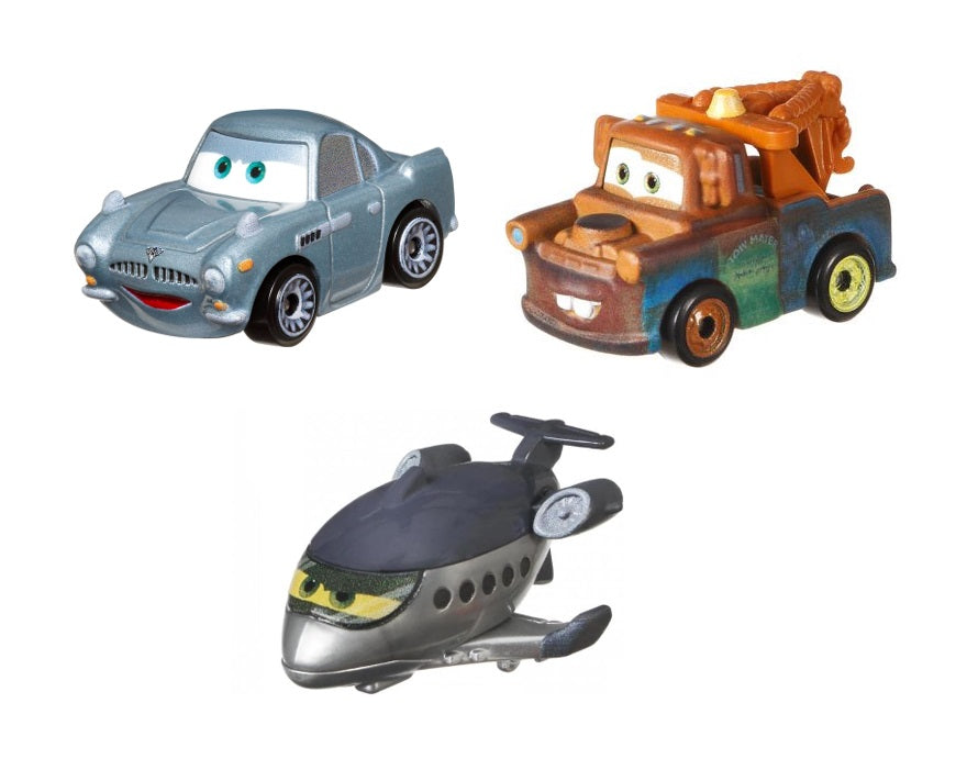 Disney Cars Mini Racers - Fin McMissile / Mater / Siddeley the Spy Jet