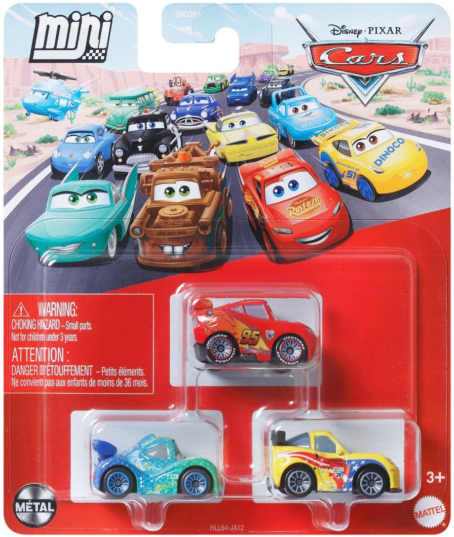 Disney Cars Mini Racers - Lightning McQueen WGP / Carla Veloso / Jeff Gorvette