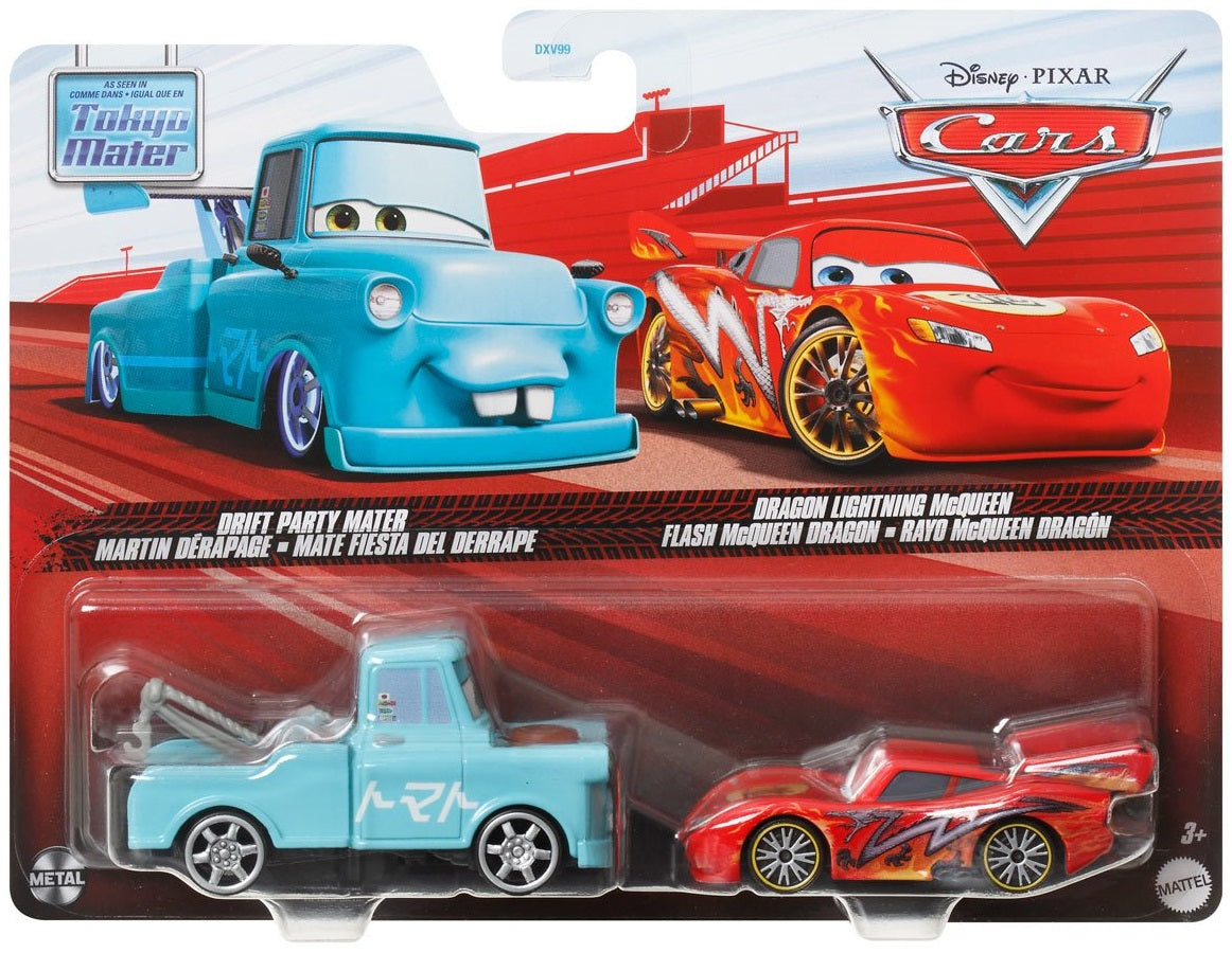 Disney Cars Toon - Drift Party Mater ( Cricchetto) & Dragon Lightning McQueen