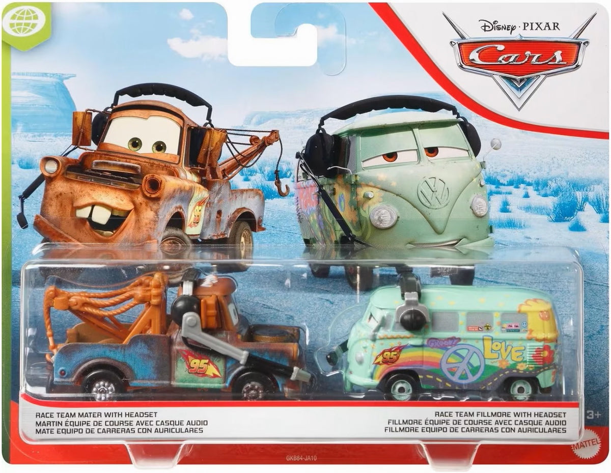 Disney Cars - Race Team Mater with Headset & Race Team Fillmore with Headset